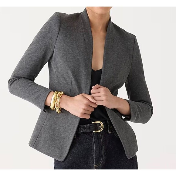 J. Crew TALL Open Front Going Out Blazer Stretch Twill Heather Dove Gray 10 Tall - Picture 2 of 13